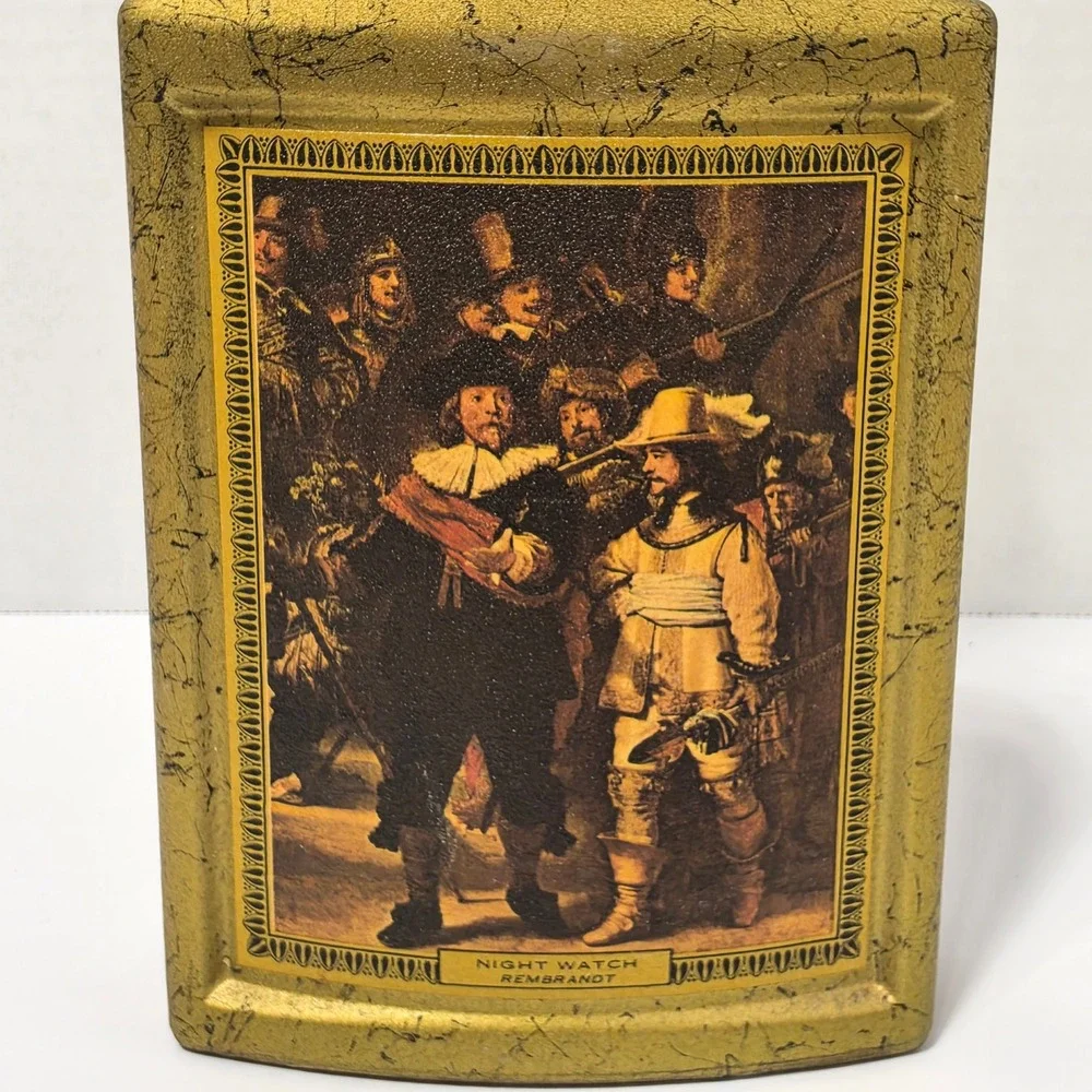 Vintage Jim Beam Choice Rembrandt Night Watch Gold Whiskey Decanter 4/5 Quart*